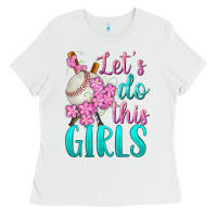 White let's do this girls baseball Ladies Tee - BundleAndBundleShop