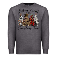Charcoal Heather rocking around the christmas tree Premium Sweatshirt - CowGirlArtShop