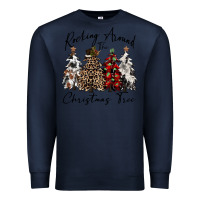 Navy rocking around the christmas tree Premium Sweatshirt - CowGirlArtShop
