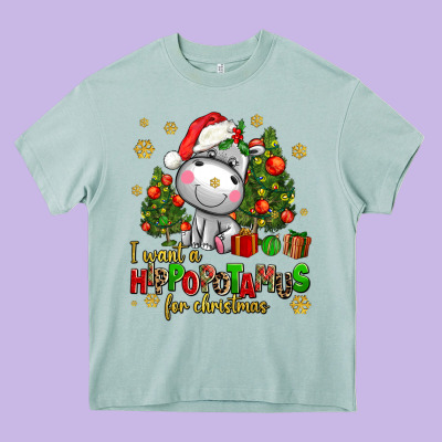 I Want A Hippopotamus For Christmas Heavy Core Tee Designed By Adodesignshop