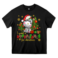 Black i want a hippopotamus for christmas Heavy Core Tee - AdoDesignShop