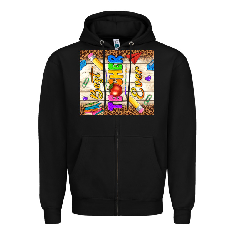 Best Teacher Ever Zipper Hoodie by NancyCooperArtShop | Teevron