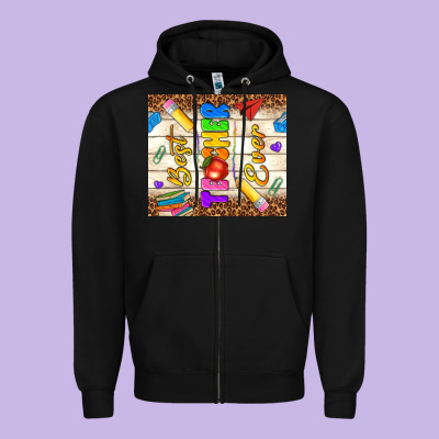 Best Teacher Ever Zipper Hoodie Designed By Nancycooperartshop