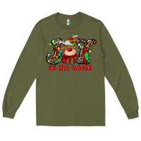 Army Green joy to the world christmas deer Long Sleeve Tee - MaliasSmallBusiness