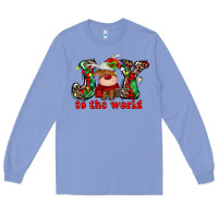 Colony Blue joy to the world christmas deer Long Sleeve Tee - MaliasSmallBusiness