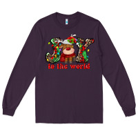 Plum joy to the world christmas deer Long Sleeve Tee - MaliasSmallBusiness