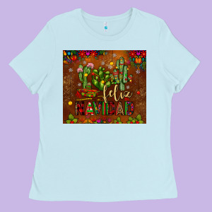 Feliz Navidad Cactus Ladies Tee Designed By Jahusdesignshop