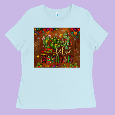 Feliz Navidad Cactus Ladies Tee Designed By Jahusdesignshop