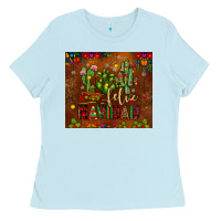 Baby Blue feliz navidad cactus Ladies Tee - JahusDesignShop