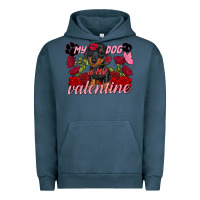Pigment Midnight Navy my dog is my valentine valentine's day Urban Hoodie - FaDigitalArtStudio