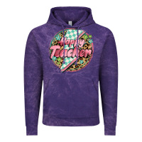 Cloud Purple happy teacher lighting bolt Vintage Hoodie - MaliasSmallBusiness