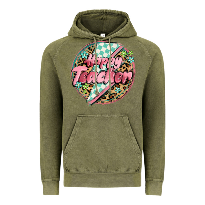 Happy Teacher Lighting Bolt Vintage Hoodie by MaliasSmallBusiness | Teevron
