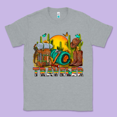 Western Traveler Cowboy Classic Tee Designed By Nancycooperartshop