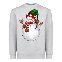 Heather Grey Snowman Heavyweight Sweatshirt - NancyCooperArtShop