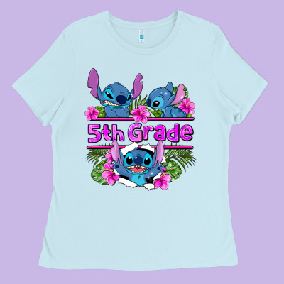 Preview Flower Stitch 5th Grade Ladies Tee Designed By Adodesignshop