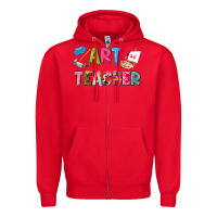 Red art teacher Zipper Hoodie - NancyCooperArtShop