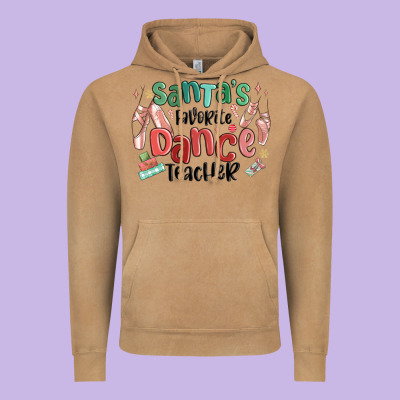 Santa's Favorite Dance Teacher Vintage Hoodie Designed By Maliassmallbusiness