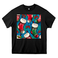 Black christmas socks seamless pattern Heavy Core Tee - BundleAndBundleShop