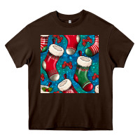 Chocolate Brown christmas socks seamless pattern Heavy Core Tee - BundleAndBundleShop