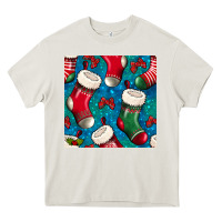Cream christmas socks seamless pattern Heavy Core Tee - BundleAndBundleShop