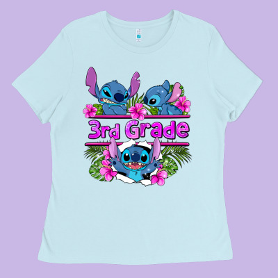 Preview Flower Stitch 3rd Grade Ladies Tee Designed By Adodesignshop