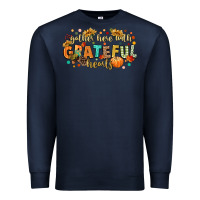 Navy gather here with grateful hearts Premium Sweatshirt - CowGirlArtShop
