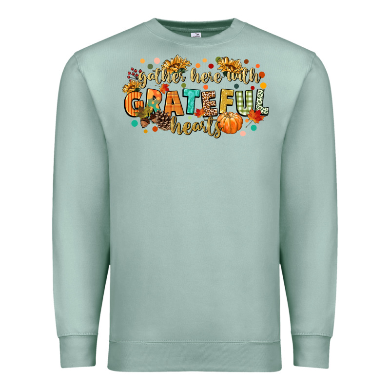Gather Here With Grateful Hearts Premium Sweatshirt by CowGirlArtShop | Teevron