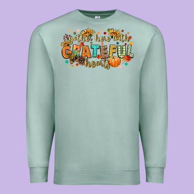 Gather Here With Grateful Hearts Premium Sweatshirt Designed By Cowgirlartshop