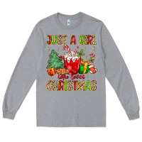 Heather Grey just a girl who loves christmas Long Sleeve Tee - MaliasSmallBusiness