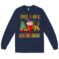 Navy just a girl who loves christmas Long Sleeve Tee - MaliasSmallBusiness