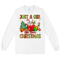 White just a girl who loves christmas Long Sleeve Tee - MaliasSmallBusiness