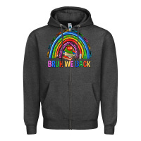 Charcoal Heather bruh we back Zipper Hoodie - NancyCooperArtShop