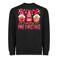 Black Merry pink Christmas gnomes Heavyweight Sweatshirt - NancyCooperArtShop