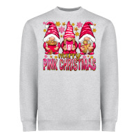 Heather Grey Merry pink Christmas gnomes Heavyweight Sweatshirt - NancyCooperArtShop
