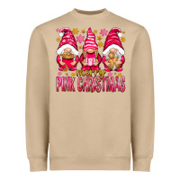 Mushroom Merry pink Christmas gnomes Heavyweight Sweatshirt - NancyCooperArtShop