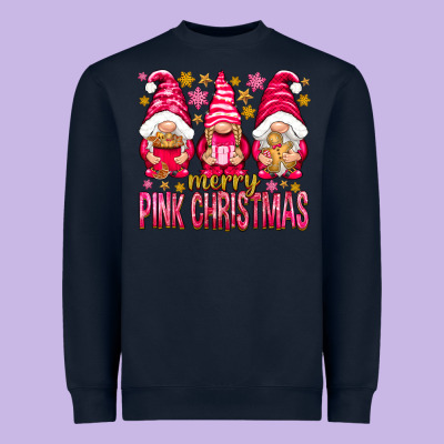 Merry Pink Christmas Gnomes Heavyweight Sweatshirt Designed By Nancycooperartshop