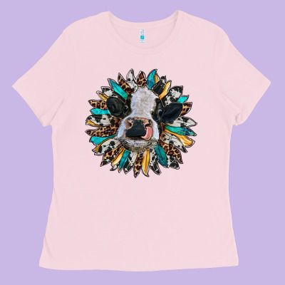 Baby Cow With Sunflower Ladies Tee Designed By Ranaportraitstore