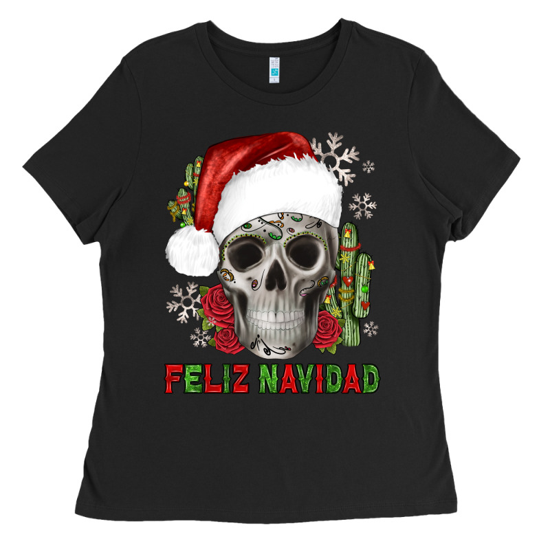 Feliz Navidad Skull Cactus Ladies Tee by JahusDesignShop | Teevron