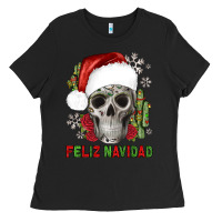 Black feliz navidad skull cactus Ladies Tee - JahusDesignShop