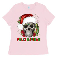 Bubblegum Pink feliz navidad skull cactus Ladies Tee - JahusDesignShop