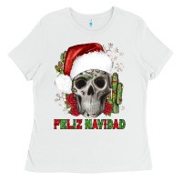 White feliz navidad skull cactus Ladies Tee - JahusDesignShop