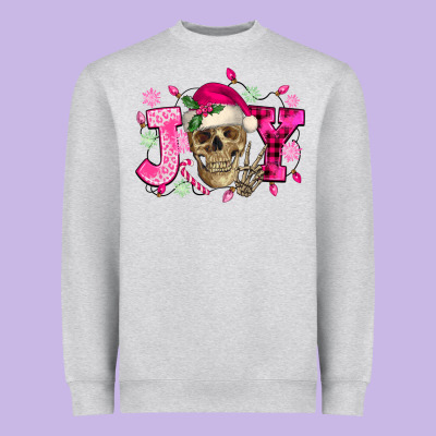 Pink Christmas Joy Skeleton Heavyweight Sweatshirt Designed By Nancycooperartshop