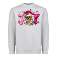Heather Grey Pink Christmas Joy skeleton Heavyweight Sweatshirt - NancyCooperArtShop