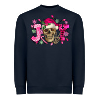Navy Pink Christmas Joy skeleton Heavyweight Sweatshirt - NancyCooperArtShop