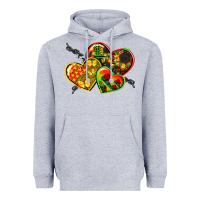 Heather Grey juneteenth hearts Heavyweight Hoodie - CowGirlArtShop