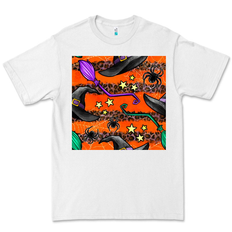 Halloween Witch Hats Leopard Seamless Pattern Premium Tee by BundleAndBundleShop | Teevron