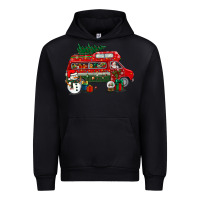 Black christmas santa claus with retro van Urban Hoodie - BundleAndBundleShop