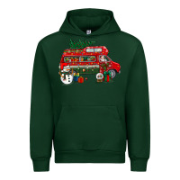 Forest Green christmas santa claus with retro van Urban Hoodie - BundleAndBundleShop