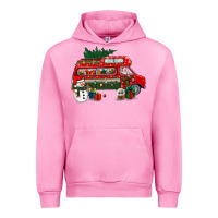 Fuchsia Pink christmas santa claus with retro van Urban Hoodie - BundleAndBundleShop