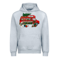 Heather Grey christmas santa claus with retro van Urban Hoodie - BundleAndBundleShop